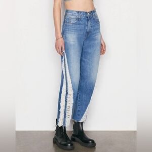Frame Tionne Shred Ultra High Rise Barrel Blue Jeans Women's Size 28 Distressed